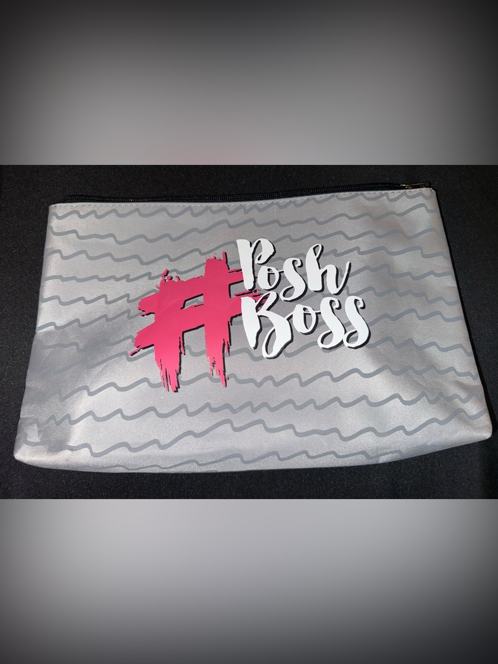 Posh Boss Cosmetic Bag Pink White Gray